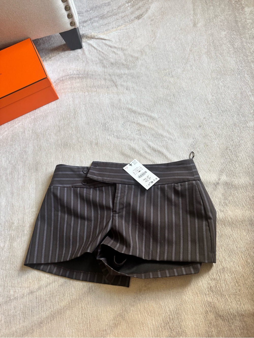 NEW Zara Brown Pinstripe shorts new